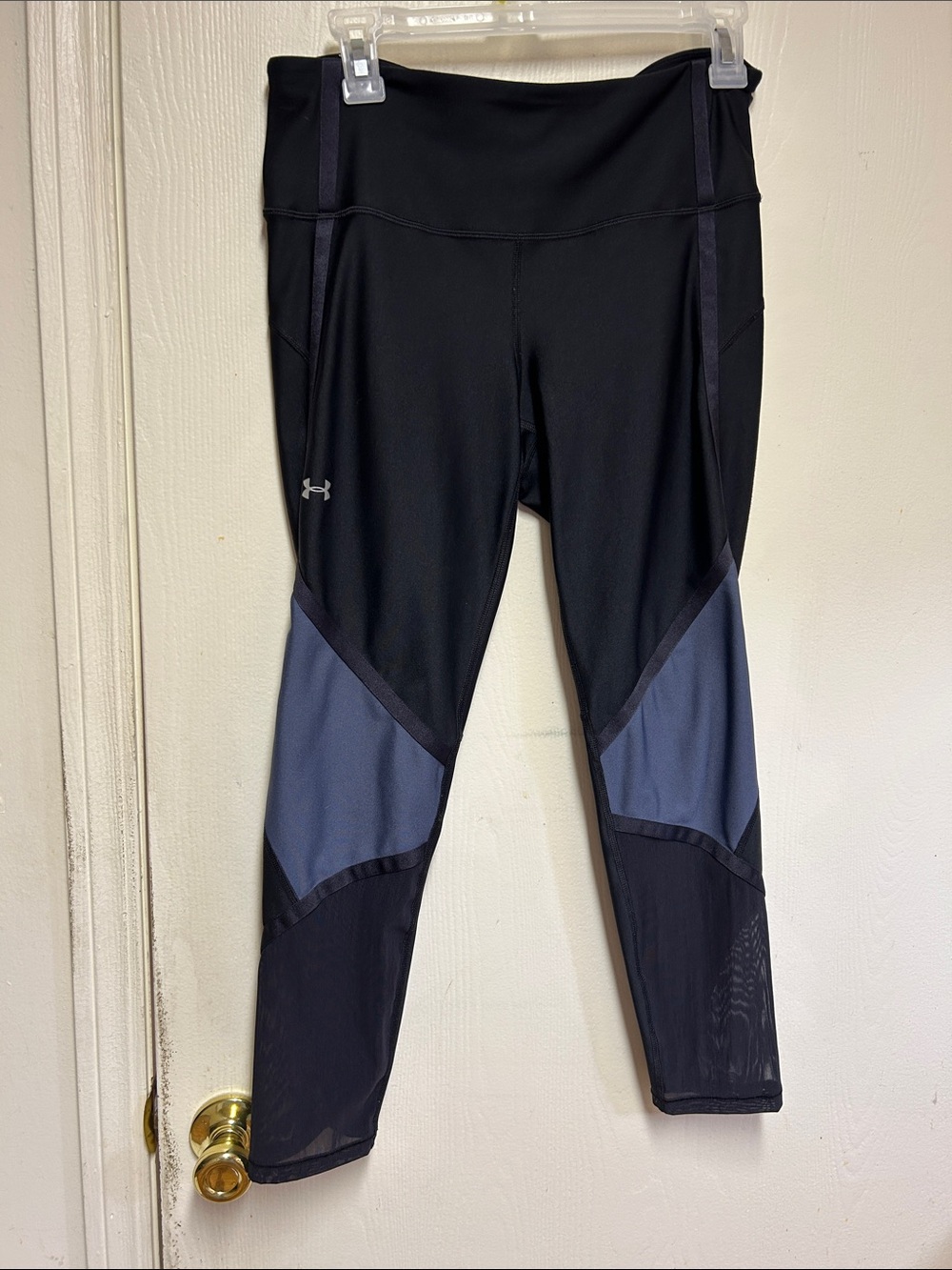 Under Armour Black Leggings with Slate Blue Panels